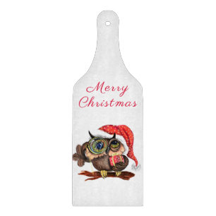 Cute Christmas Owl Cutting Board