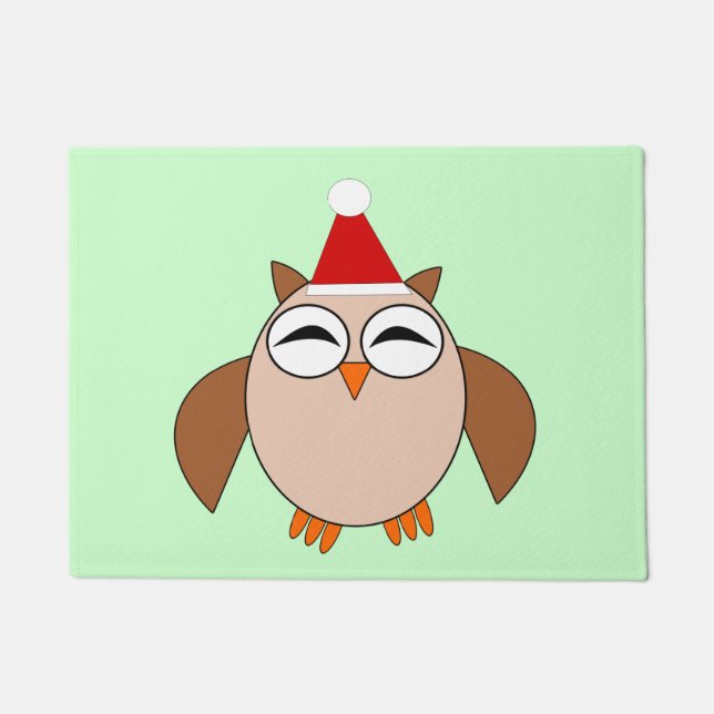Cute Christmas Owl Door Mat (Front)