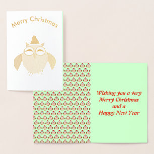 Cute Christmas Owl Foil Card