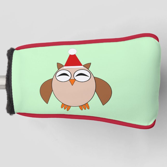 Cute Christmas Owl Golf Putter Cover (Front)