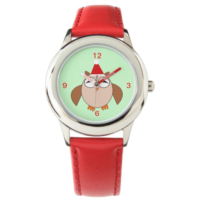 Cute Christmas Owl Kids Watch with Numbers (Front)