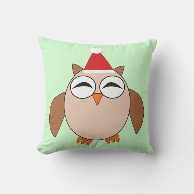 Cute Christmas Owl Outdoor Pillow (Front)