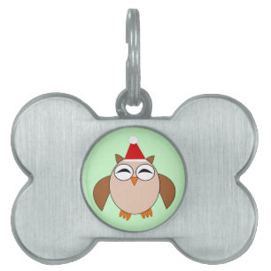 Cute Christmas Owl Pet Tag