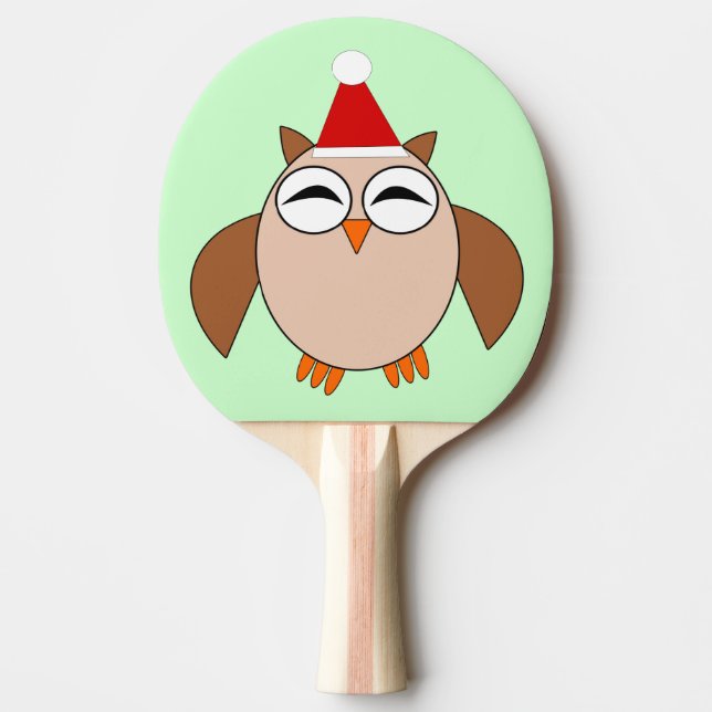 Cute Christmas Owl Ping Pong Paddle (Front)