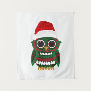Cute Christmas Owl Plaid Cosy Festive Holiday Vibe Tapestry