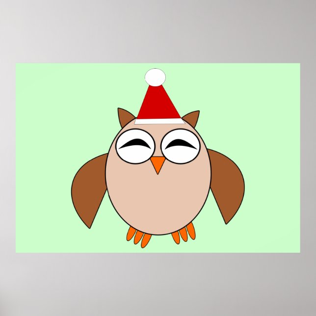 Cute Christmas Owl Poster (Front)