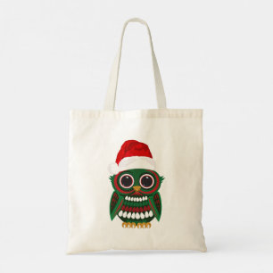Cute Christmas Owl Red Green Plaid Festive Holiday Tote Bag