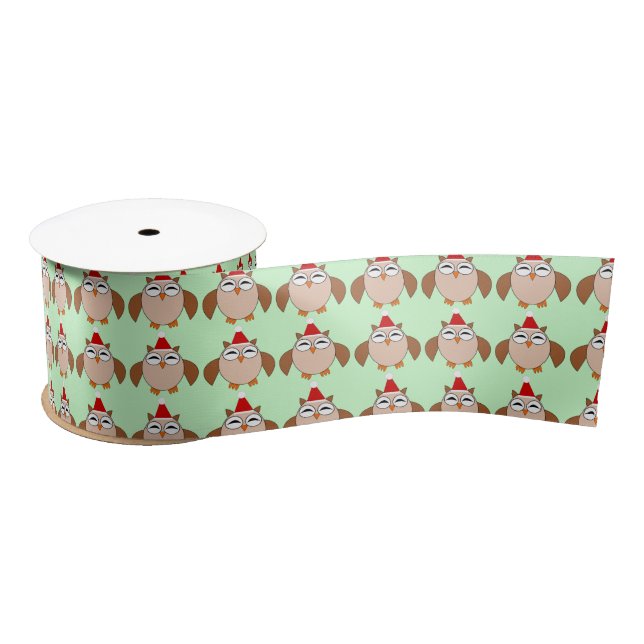 Cute Christmas Owl Ribbon Satin Ribbon (Spool)
