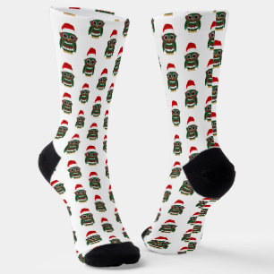 Cute Christmas Owl Socks Festive Plaid Cosy
