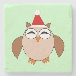 Cute Christmas Owl Stone Coaster