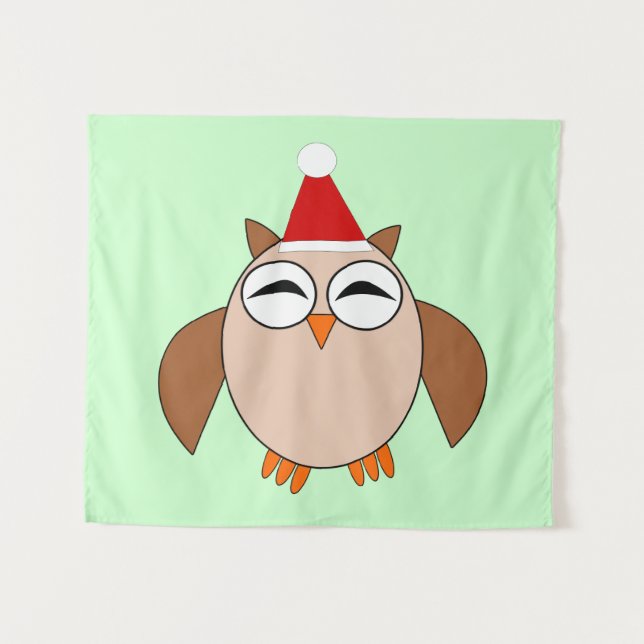 Cute Christmas Owl Tapestry (Front (Horizontal))