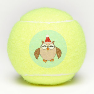 Cute Christmas Owl Tennis Balls