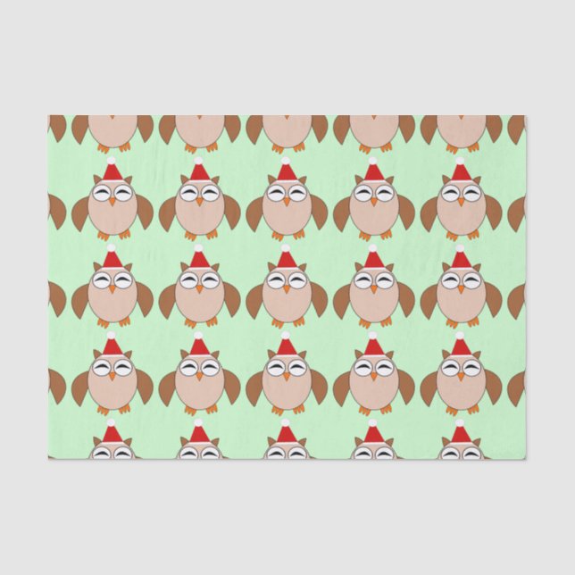 Cute Christmas Owl Tissue Paper (Front)