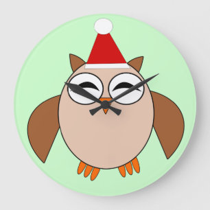 Cute Christmas Owl Wall Clock