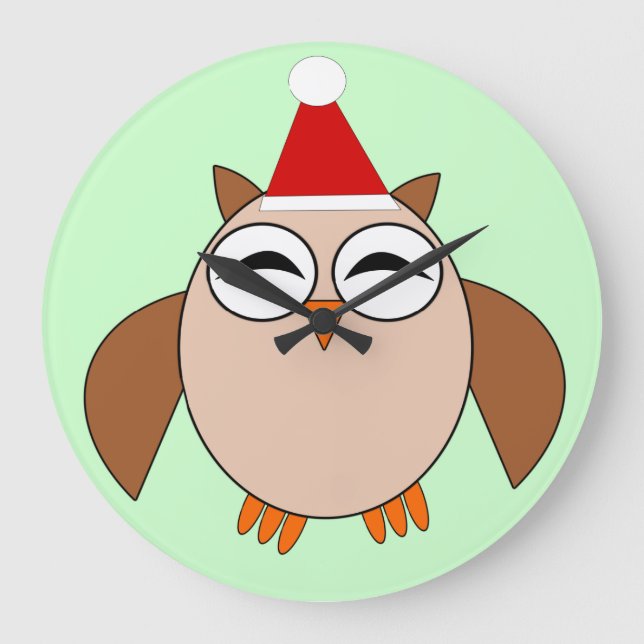 Cute Christmas Owl Wall Clock (Front)