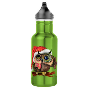 Cute Christmas Owl Water Bottle