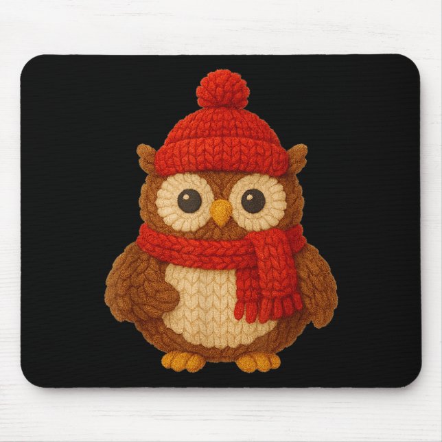 Cute Christmas Owl Winter Snow  Mouse Pad (Front)