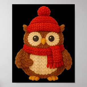 Cute Christmas Owl Winter Snow Poster