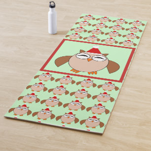 Cute Christmas Owl Yoga Mat