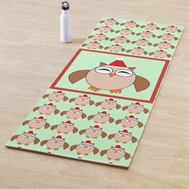 Cute Christmas Owl Yoga Mat (In Situ)