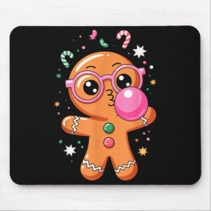 Cute Christmas Pajama Gingerbread Blowing Bubble G Mouse Pad