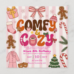 Cute Christmas Pajama Party Girl Birthday  Invitation