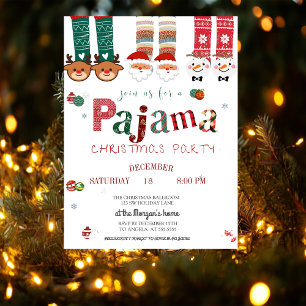 Cute Christmas Pajama Party Invitation