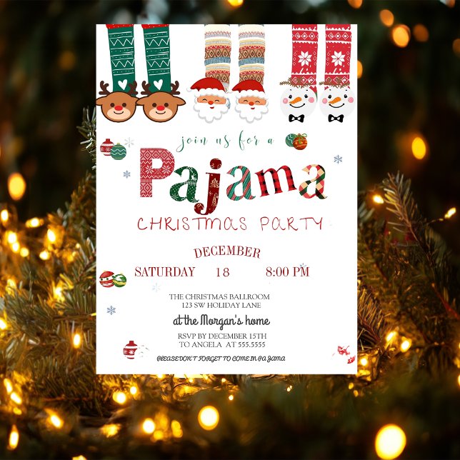 Cute Christmas Pajama Party Invitation (Creator Uploaded)