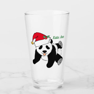 Cute Christmas Panda Bear Custom Glass
