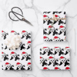 Cute Christmas Panda Bear in Santa Hat Kids Wrapping Paper Sheet<br><div class="desc">Adorable panda bear Christmas wrapping paper. This wild animal looks very cute in a holiday red Santa hat with a little smile. I like pretty Christmas animals and presents that kids will love.</div>