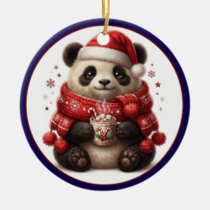 Cute Christmas Panda Hot Cocoa Ornament