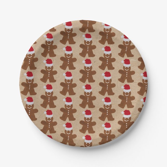 Cute Christmas Party Gingerbread Man Cookies  Paper Plate (Front)