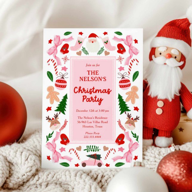 Cute Christmas Party  Invitation (Fun Colorful Christmas Party Invitation)