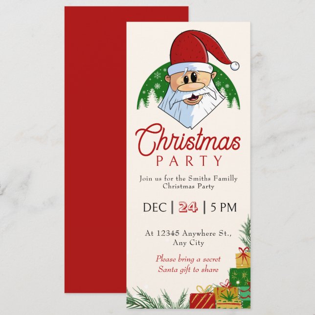 Cute Christmas Party Santa Festive Elegant Floral (Front/Back)