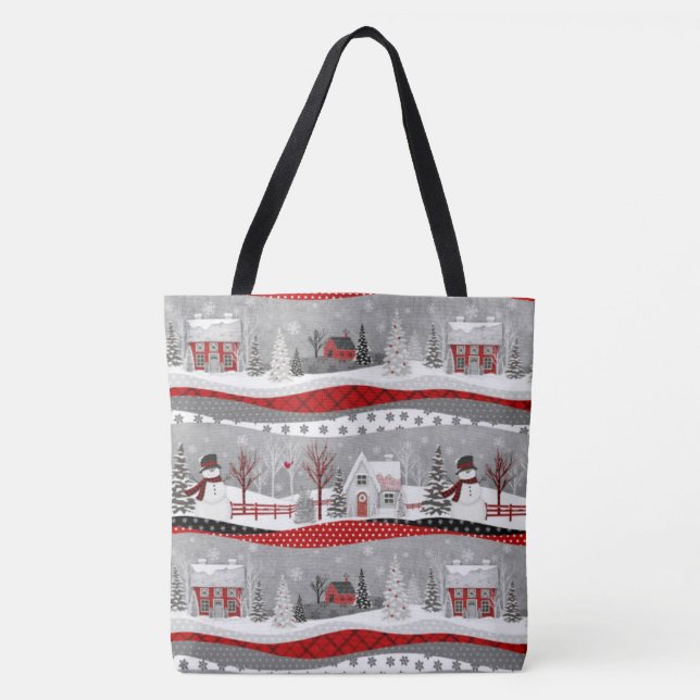 Cute Christmas Patchwork  ALL OVER PRINT TOTE Bag (Front)