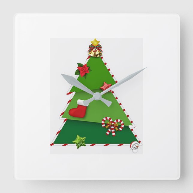 **CUTE CHRISTMAS PATCHWORK TREE** CLOCK (Front)
