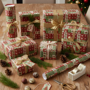 Cute Christmas Patchwork Wrapping Paper