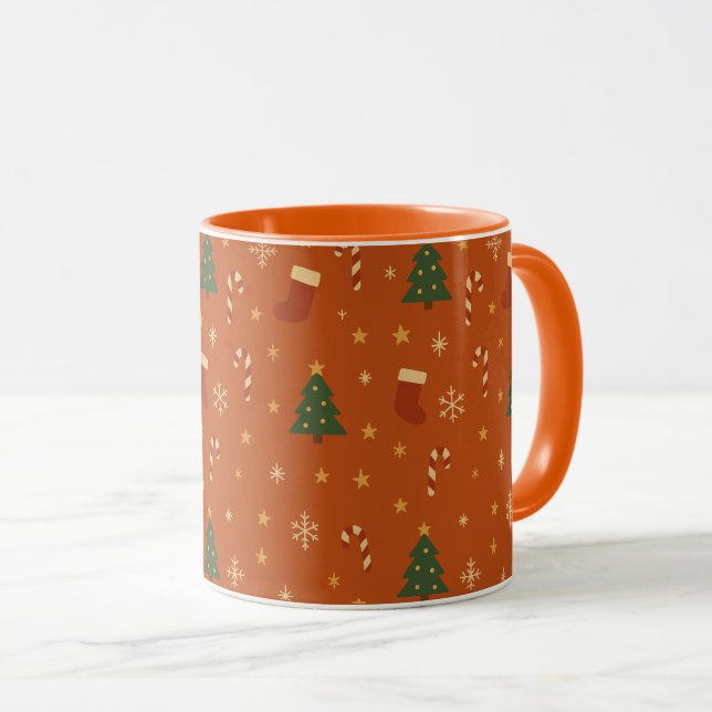 Cute Christmas Pattern – Candy Canes, Trees  Mug (Front Right)