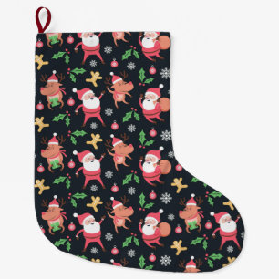 Cute Christmas Pattern Large Christmas Stocking