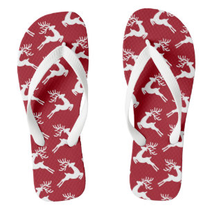 Cute Christmas Pattern Red Jandals
