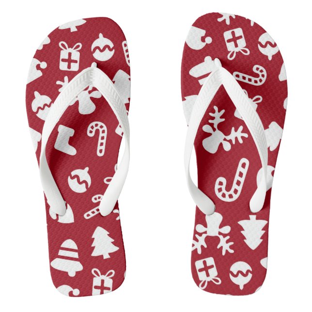 Cute Christmas Pattern Red Jandals (Footbed)