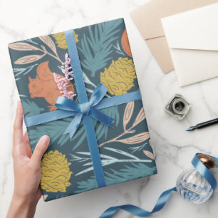 Cute Christmas Pattern Squirrel Pine Cone  Wrapping Paper