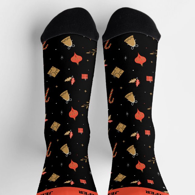Cute Christmas Pattern Winter Holiday Personalised Socks (Top)