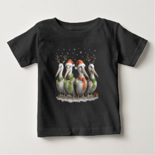 Cute Christmas Pelican with Santa Hat Baby T-Shirt
