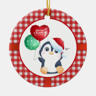 Cute Christmas Penguin Ceramic Tree Decoration