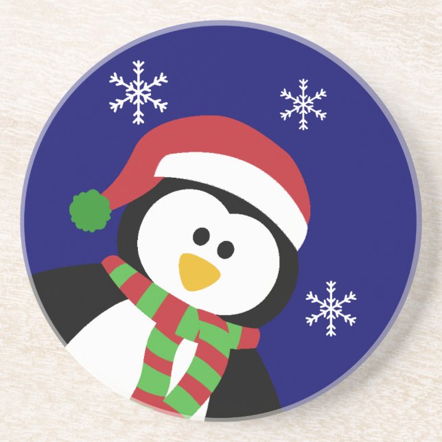 Cute Christmas Penguin Coaster (Front)