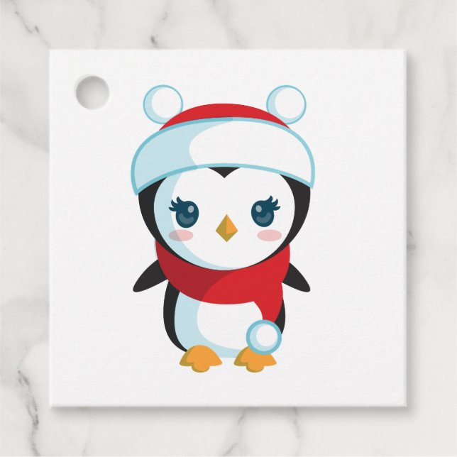 Cute Christmas Penguin Favour Tags (Front)