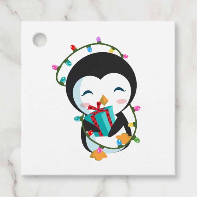 Cute Christmas Penguin Favour Tags (Front)