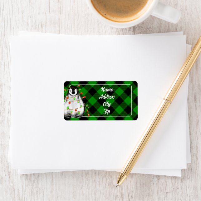 Cute Christmas Penguin festive Arctic animal  Label (Insitu)