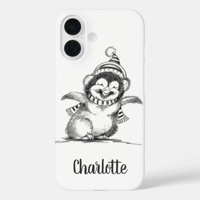 Cute Christmas Penguin, Happy Baby Bird Case-Mate iPhone Case (Back)